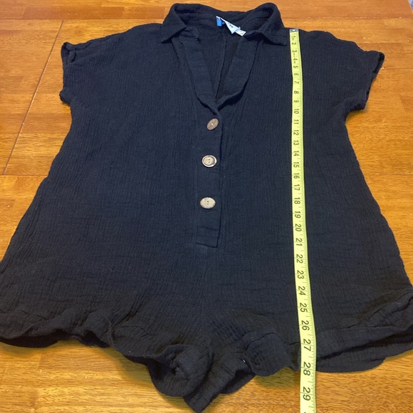 Princess Polly Womens Size 6 Black Vixen Short Romper Gauze 100% Cotton Playsuit - Picture 15 of 16